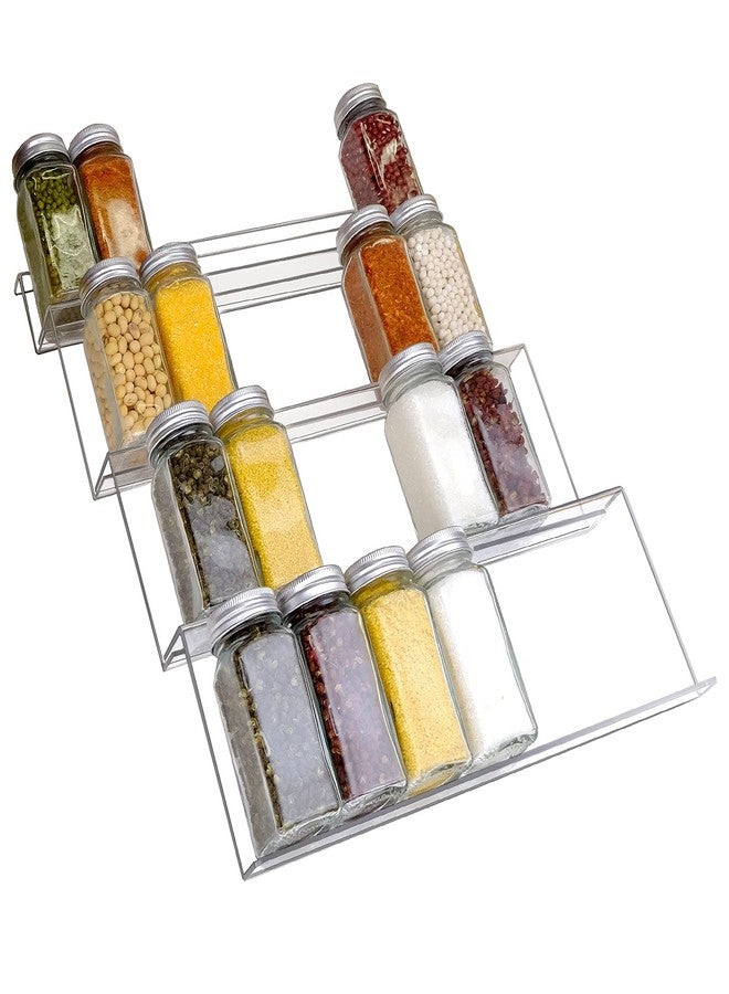 Delavala Spice Drawer Organizer 4 Tier, Acrylic Seasoning Organizer Rack, Clear Spice Rack Tray, Kitchen Seasoning Jars Drawers Insert (Jars Not Included/Expandable From 9" to 18") - Image 1